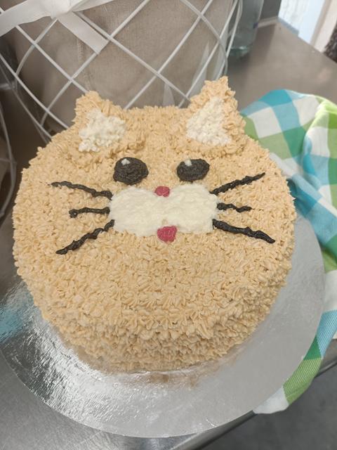 Tarta con forma de cara de gato